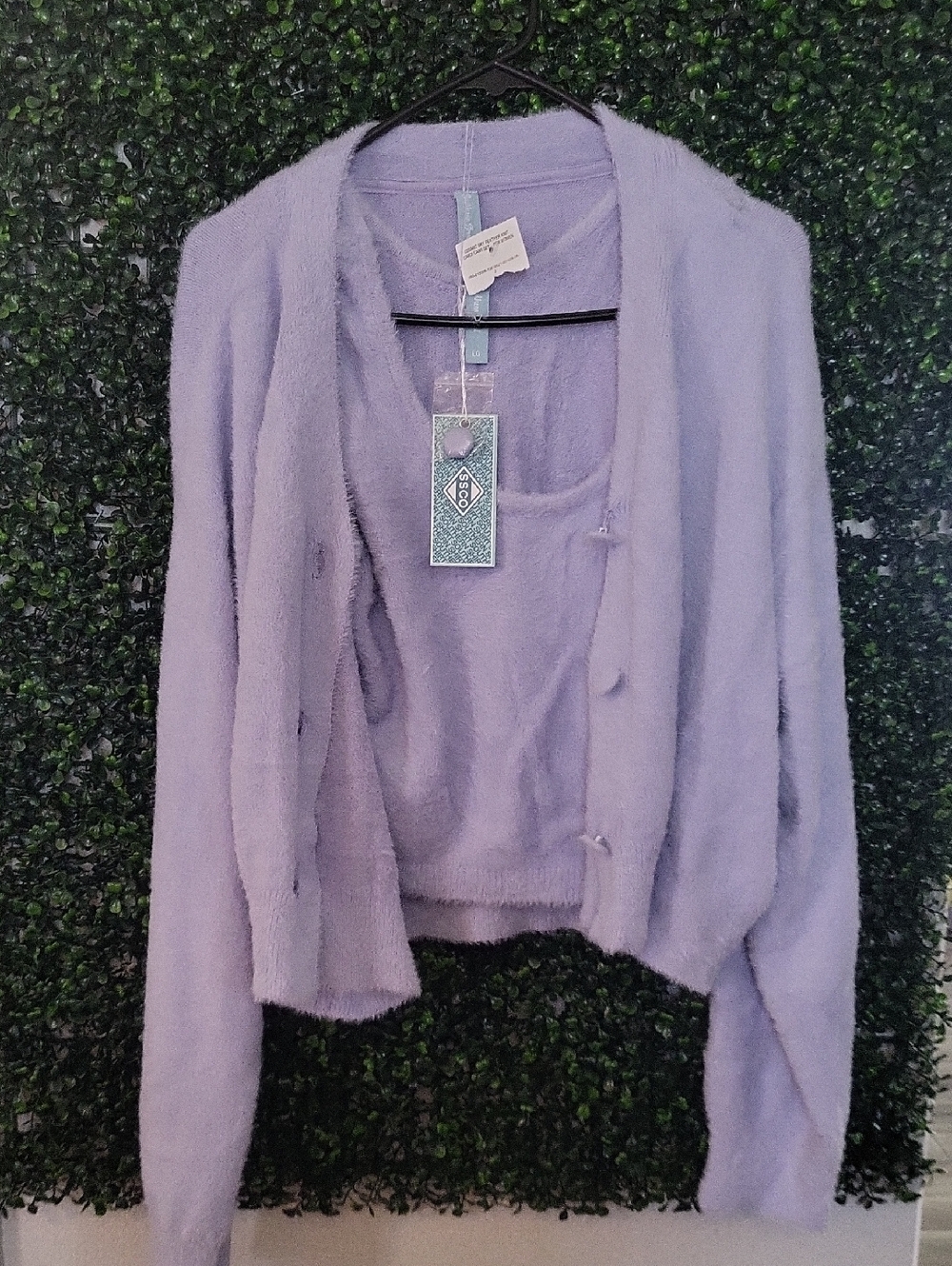 Ssco Lavender Fuzzy Cardigan and Tank Duo - Picture 2 of 7